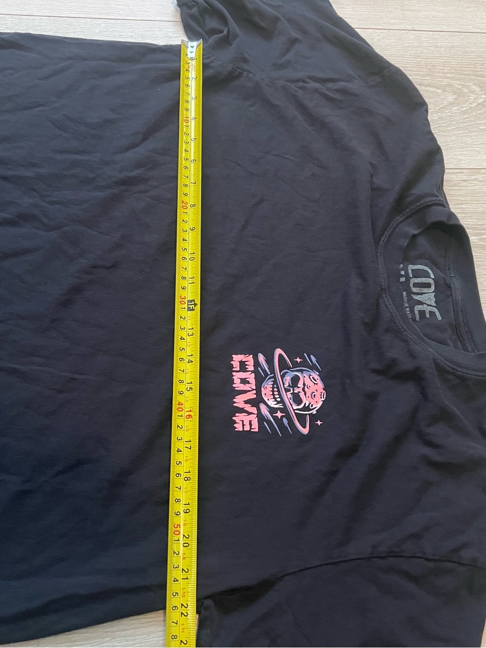Cove Black Short Sleeve Crew Tee with Pink Chest Graphic - Picture 3 of 5